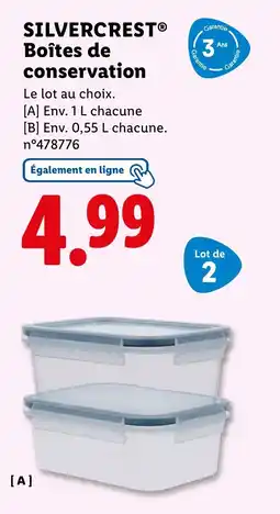 Lidl SILVERCREST Boîtes de conservation offre