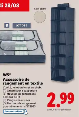 Lidl W5 Accessoire de rangement en textile offre