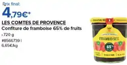 Costco LES COMTES DE PROVENCE Confiture de framboise 65% de fruits offre