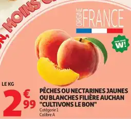 Auchan Supermarché Pêches ou nectarines jaunes ou blanches filière auchan cultivons le bon offre