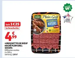 Auchan Supermarché SOCOPA 4 brochettes de bœuf haché plein grill offre
