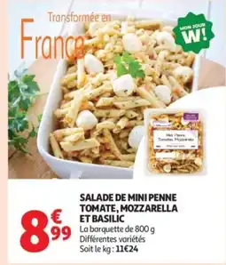 Auchan Supermarché Salade de mini penne tomate, mozzarella et basilic offre