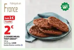 Auchan Supermarché 2 cookies milka tout choco offre