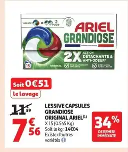 Auchan Supermarché ARIEL Lessive capsules grandiose original offre
