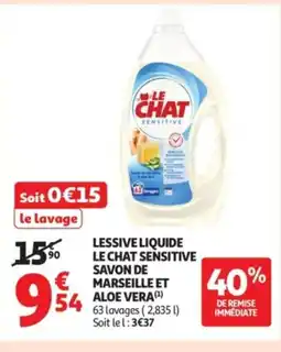 Auchan Supermarché Lessive liquide le chat sensitive savon de marseille et aloe vera offre