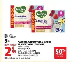 Auchan Supermarché BLEDINA Yaourts aux fruits frambroise fraise et vanille offre