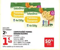 Auchan Supermarché BLEDINA Compote bébé pommes bananes offre