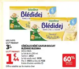 Auchan Supermarché BLEDINA Céréales bébé saveur biscuit blédidej offre