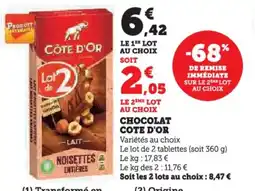 Super U COTE D'OR Chocolat offre