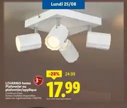 Lidl LIVARNO home Plafonnier ou plafonnier/applique offre