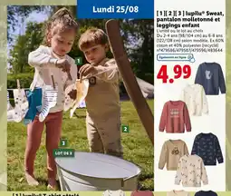 Lidl LUPILU Sweat pantalon molletonne et leggings enfant offre