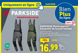 Lidl PARKSIDE Performance Salopette de travail homme offre