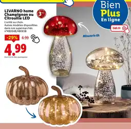 Lidl Livarno home champignon ou citrouille led offre