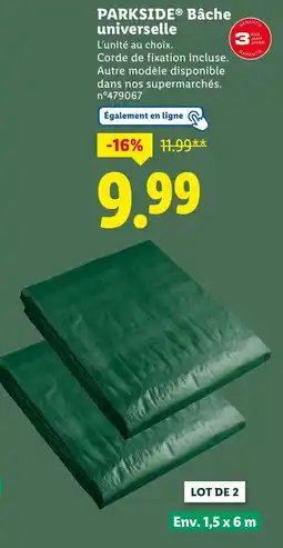 Lidl Parkside bâche universelle offre