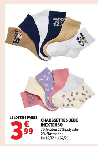 Auchan INEXTENSO Chaussettes bébé offre