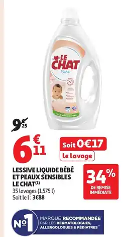 Auchan LE CHAT Lessive liquide bébé et peaux sensibles offre