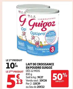 Auchan GUIGOZ Lait de croissance en poudre offre