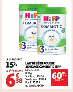 Auchan HIPP Lait bébé en poudre 3ème âge combiotic offre