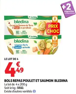 Auchan BLEDINA Bols repas poulet et saumon offre