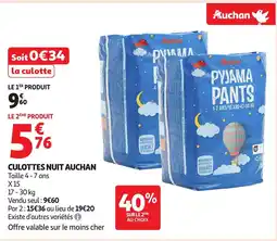 Auchan AUCHAN Culottes nuit offre