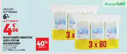 Auchan AUCHAN BABY Maxi carrés sensitive 100% coton offre