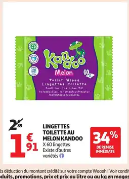 Auchan KANDO Lingettes toilette au melon offre