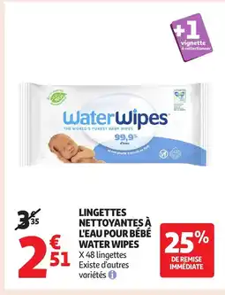 Auchan WATER WIPES Lingettes nettoyantes à l'eau pour bébé offre