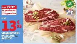 Auchan Viande bovine: basse côte avec os offre