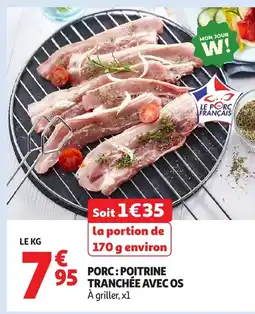Auchan Porc poitrine tranchée avec os offre