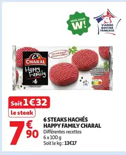 Auchan CHARAL 6 steaks hachés happy family offre