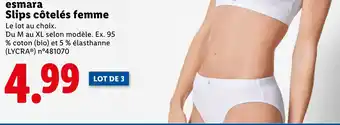 Lidl Esmara slips côtelés femme offre