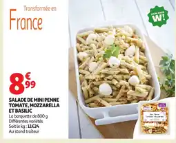 Auchan Salade de mini penne tomate, mozzarella et basilic offre