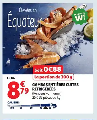 Auchan Gambas entières cuites réfrigérées offre