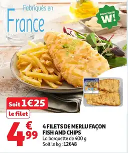 Auchan 4 filets de merlu façon fish and chips offre