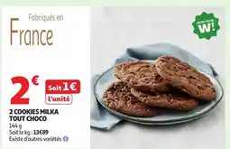 Auchan 2 cookies milka tout choco offre