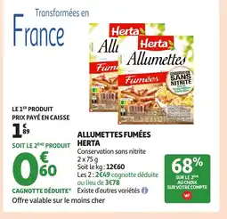 Auchan HERTA Allumettes fumées offre