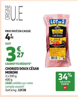 Auchan MORONI Chorizo doux césar offre