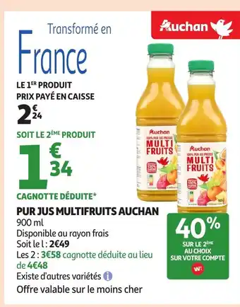 Auchan AUCHAN Pur jus multifruits offre