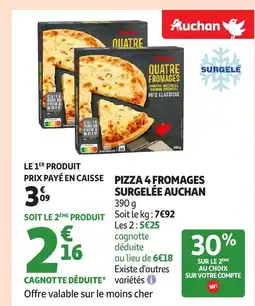 Auchan AUCHAN Pizza 4 fromages surgelée offre