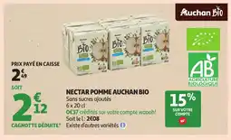 Auchan AUCHAN BIO Nectar pomme offre