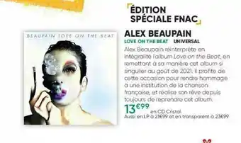 Fnac Alex Beaupain - Love On The Beat offre