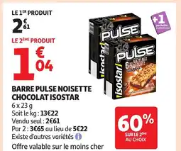 Auchan Barre pulse noisette chocolat isostar offre