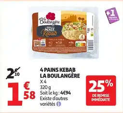 Auchan LA BOULANGÈRE 4 pains kebab offre