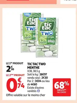Auchan TIC TAC Two menthe offre
