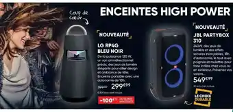Fnac Lg Rp4g Bleu Noir, Jbl Partybox 310 offre