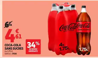 Auchan COCA-COLA Sans sucres offre