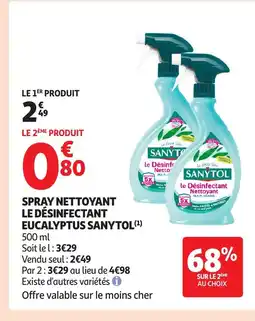 Auchan SANYTOL Spray nettoyant le désinfectant eucalyptus offre