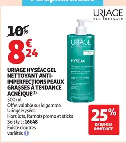 Auchan Uriage hyséac gel nettoyant anti- imperfections peaux grasses à tendance acnéique offre