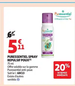 Auchan Puressentiel spray repulsif poux offre