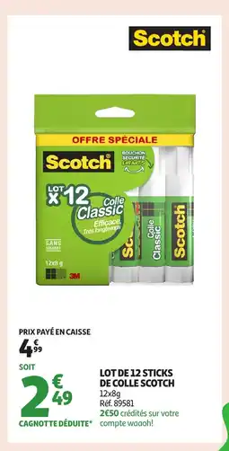 Auchan SCOTCH Lot de 12 sticks de colle offre